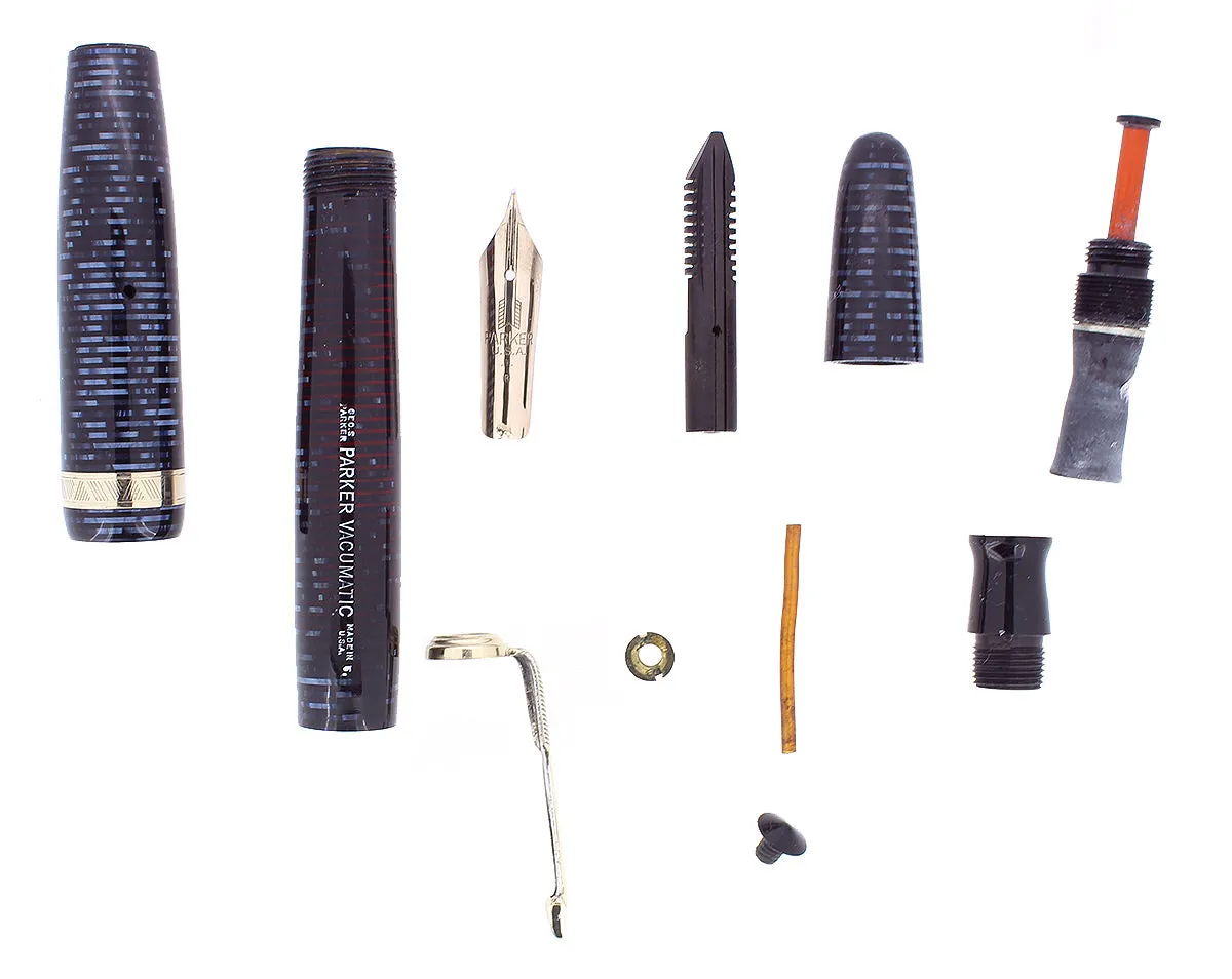 1945 PARKER VACUMATIC MAJOR AZURE BLUE PEARL FOUNTAIN PEN RESTORED