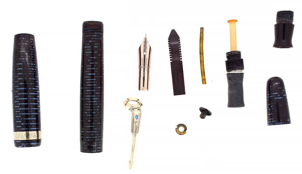 1946 PARKER VACUMATIC MAJOR AZURE BLUE PEARL FOUNTAIN PEN RESTORED
