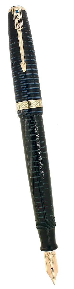 1946 PARKER VACUMATIC MAJOR AZURE BLUE PEARL FOUNTAIN PEN RESTORED