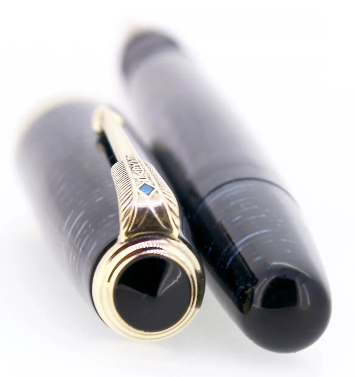 1946 PARKER VACUMATIC MAJOR AZURE BLUE PEARL FOUNTAIN PEN RESTORED