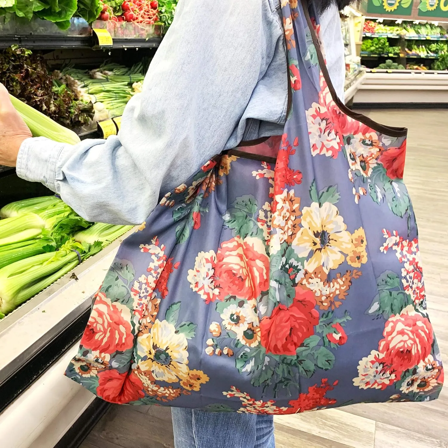 Allydrew Large Foldable Tote Nylon Reusable Grocery Bags