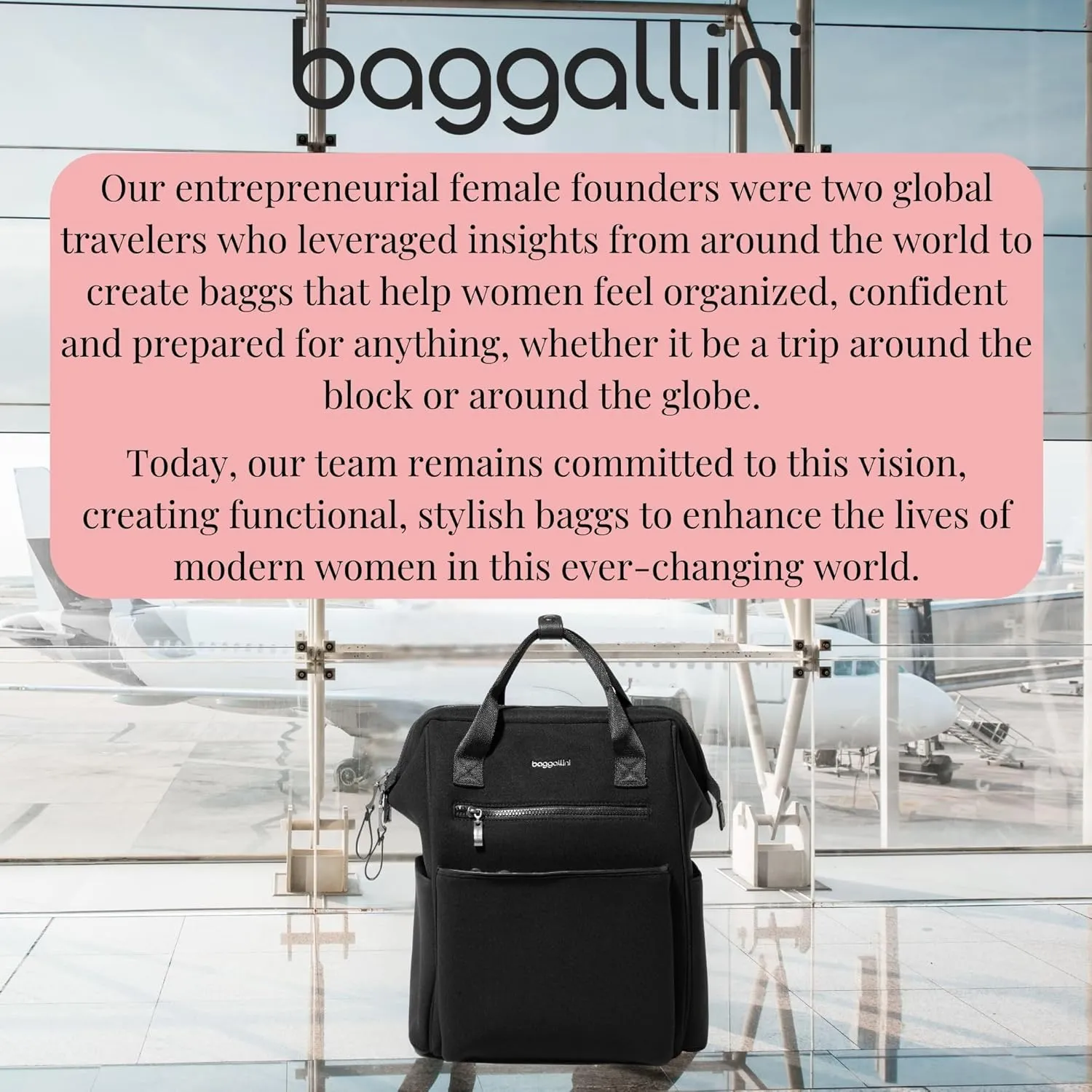 Baggallini Soho Backpack - Travel Laptop Backpack for Women - Lightweight Water-Resistant Luggage Bag, Black Neoprene