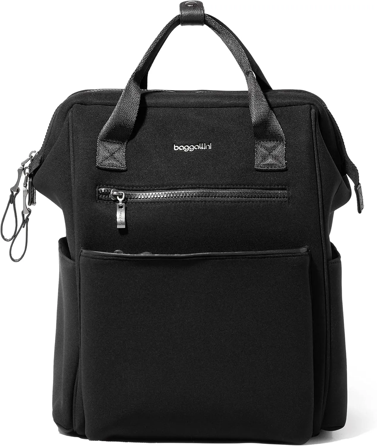 Baggallini Soho Backpack - Travel Laptop Backpack for Women - Lightweight Water-Resistant Luggage Bag, Black Neoprene