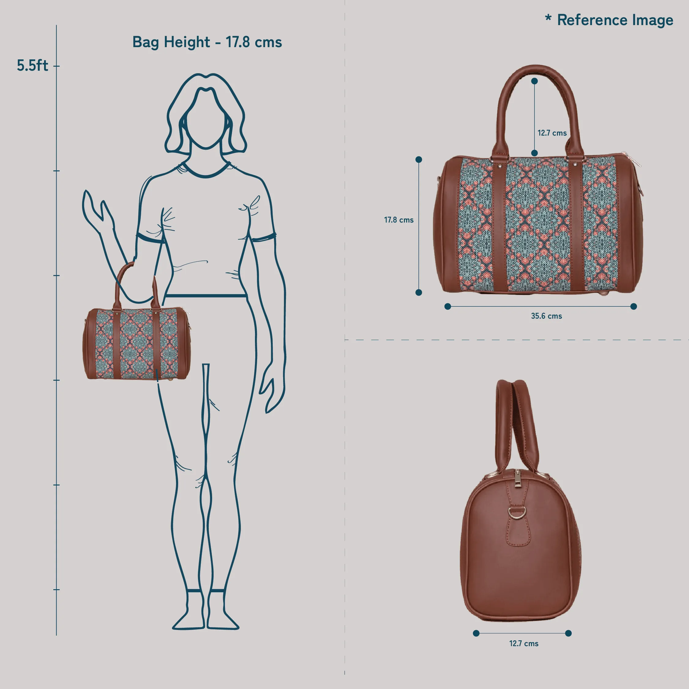 Beige Petal Motif Handbag