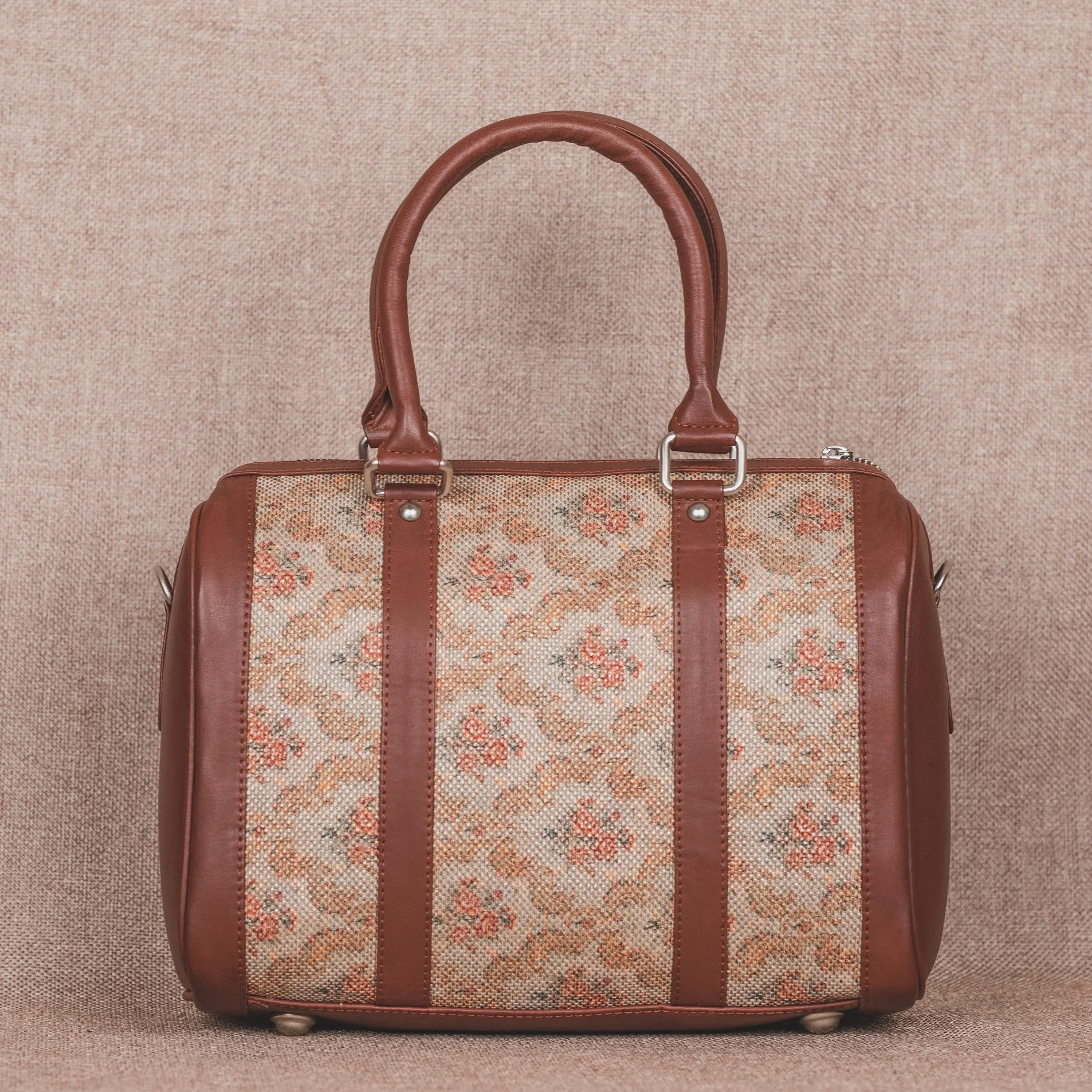 Beige Petal Motif Handbag