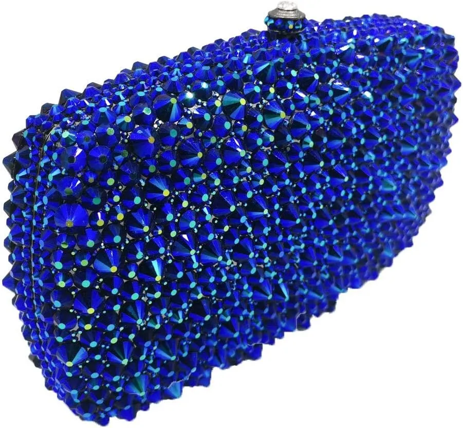 Boutique De FGG Rhinestone Clutch Bag with Spikes Bling Evening Handbags Crystal Clutch Purses for Women Wedding Party,Mini
