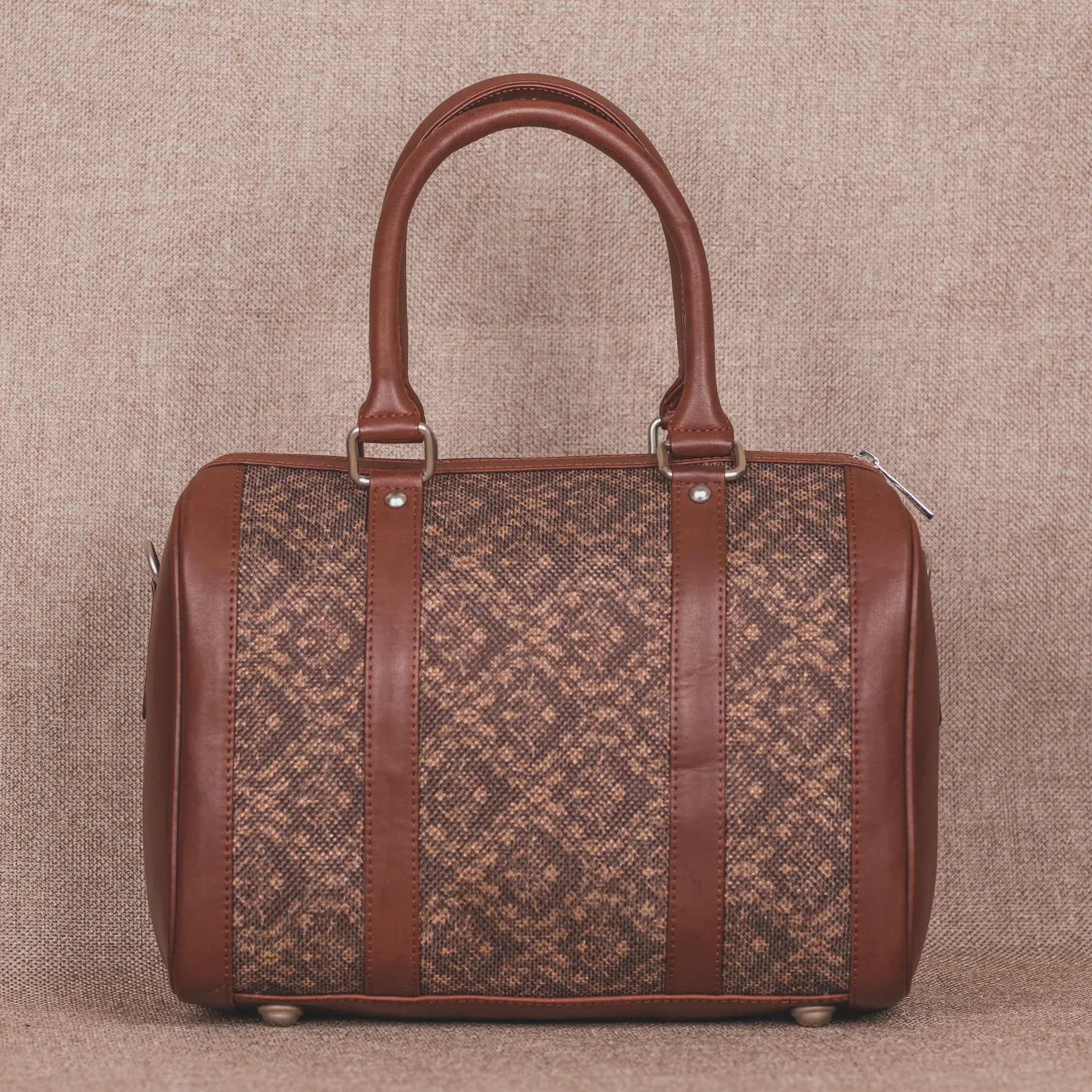 Brown Floral Motif Handbag