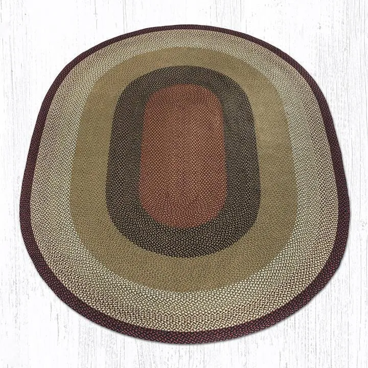 Burgundy & Mustard Braided Rug - Oval