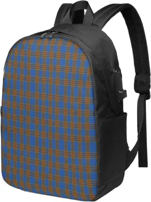 Carlisle Ancient Clan Family Tartan Usb Travel Laptop Backpack  Durable Polyester Backbag With Charging Port & Headphone Jack