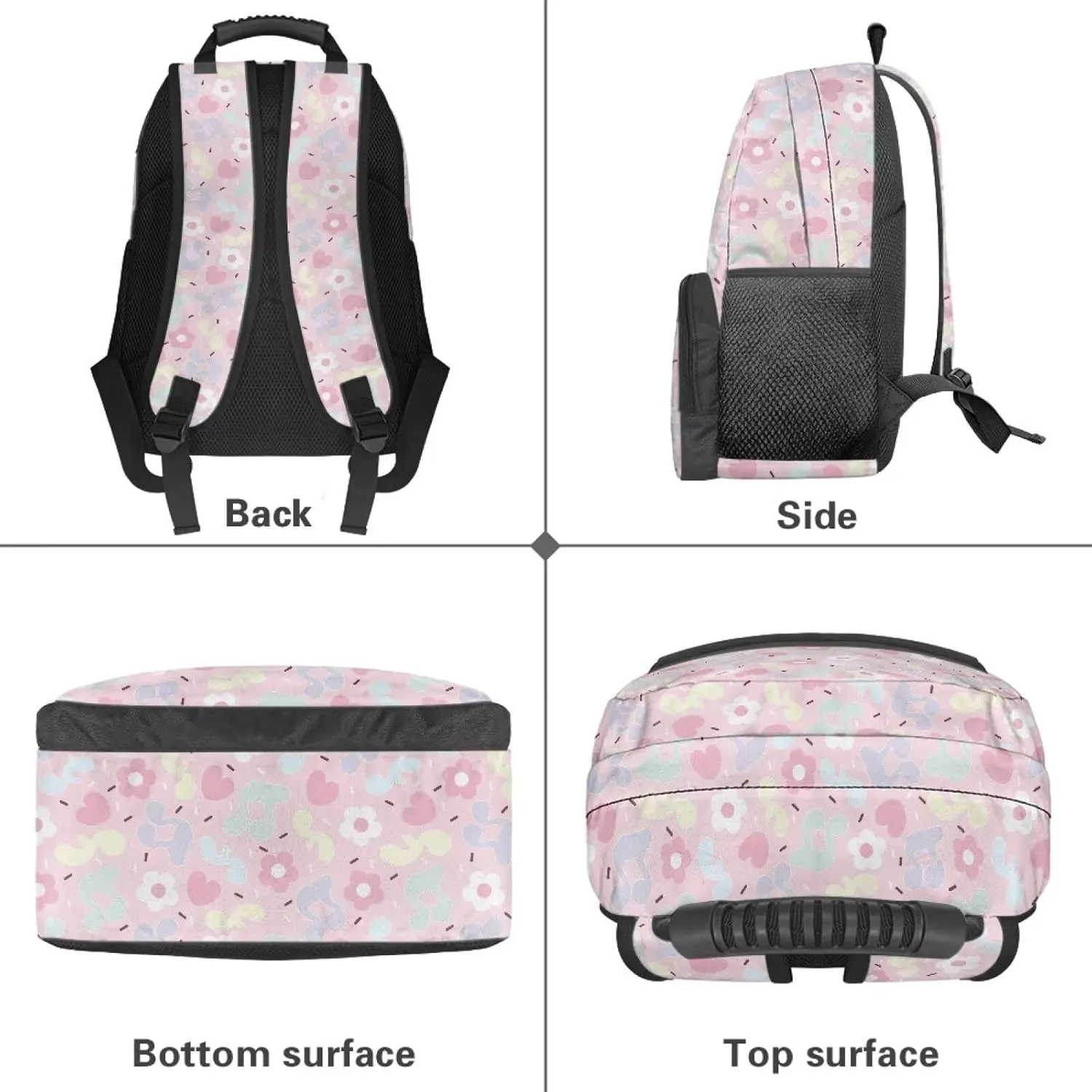Cartoon Music Note Print Durable Fully Printed School Backpack - Waterproof Bagpack with Two Side Mesh Pockets & Comfortable Shoulder Straps for High School College (17.3x12.2x5.9in)