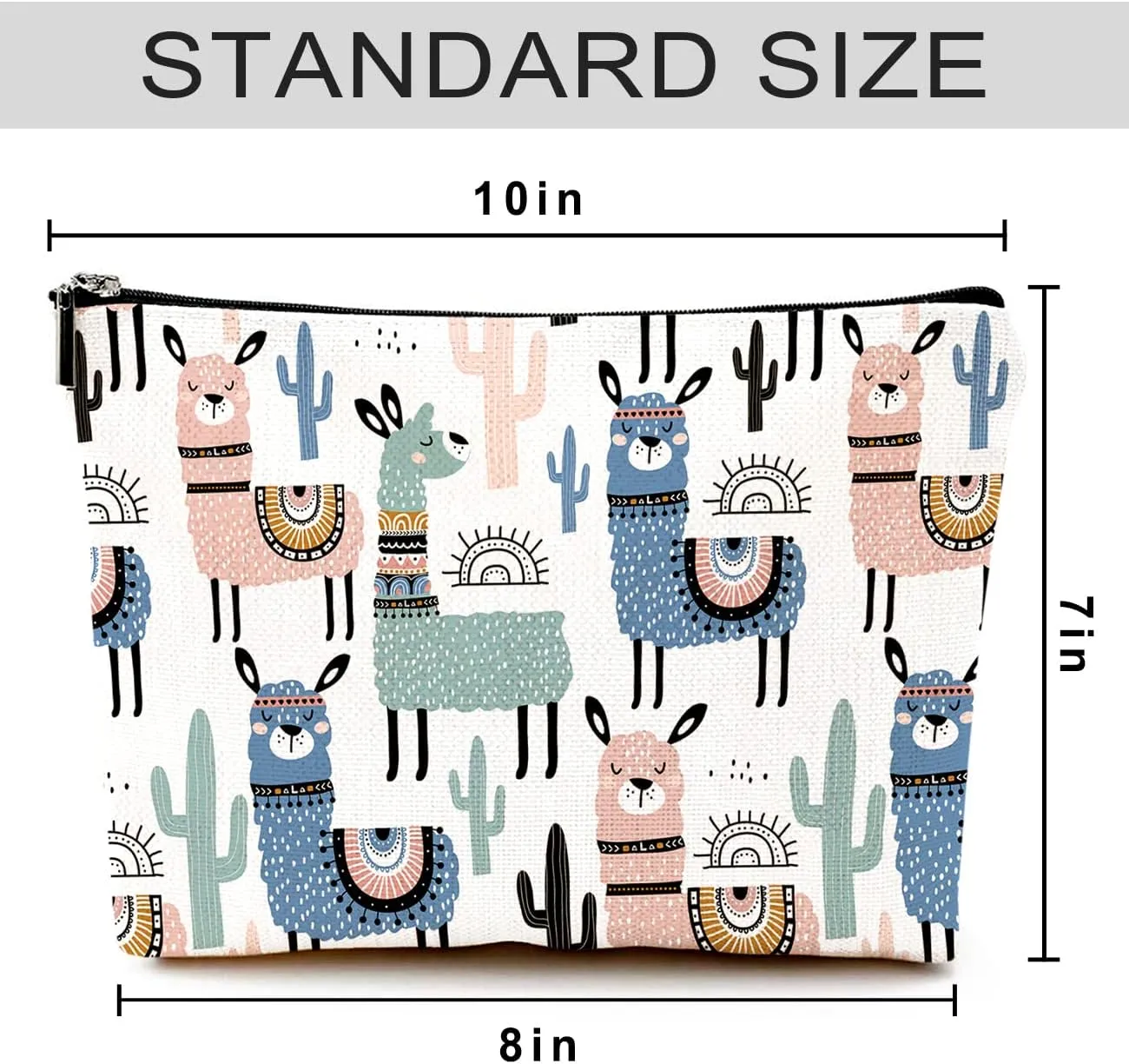 Cute Makeup Bag for Purse Canvas Waterproof Funny Cosmetic Bags for Women Zipper Travel Toiletry Pouch-Alpaca Makeup Bags