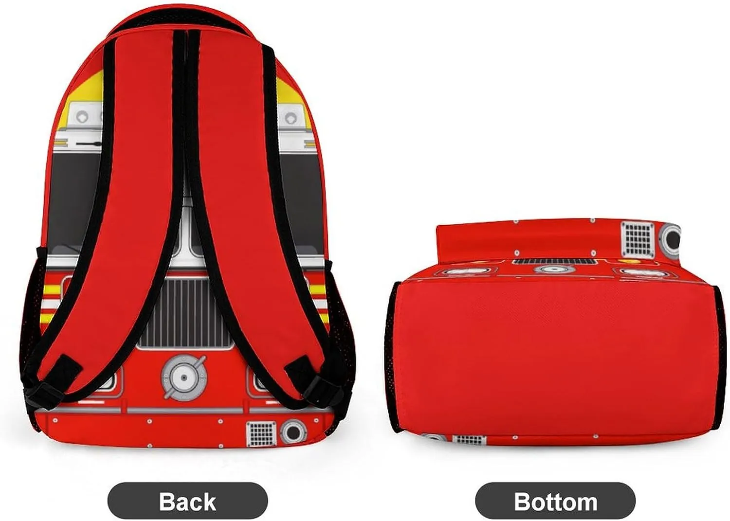 Fire Truck Backpack for Kids Girls Boys School, 16 Inches Cool Fire Truck Theme Bookbag, Adjustable, Lightweight, Large Capacity, Colorful Cartoon Car Backpack for School