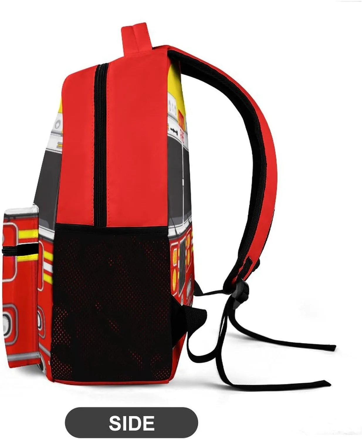 Fire Truck Backpack for Kids Girls Boys School, 16 Inches Cool Fire Truck Theme Bookbag, Adjustable, Lightweight, Large Capacity, Colorful Cartoon Car Backpack for School