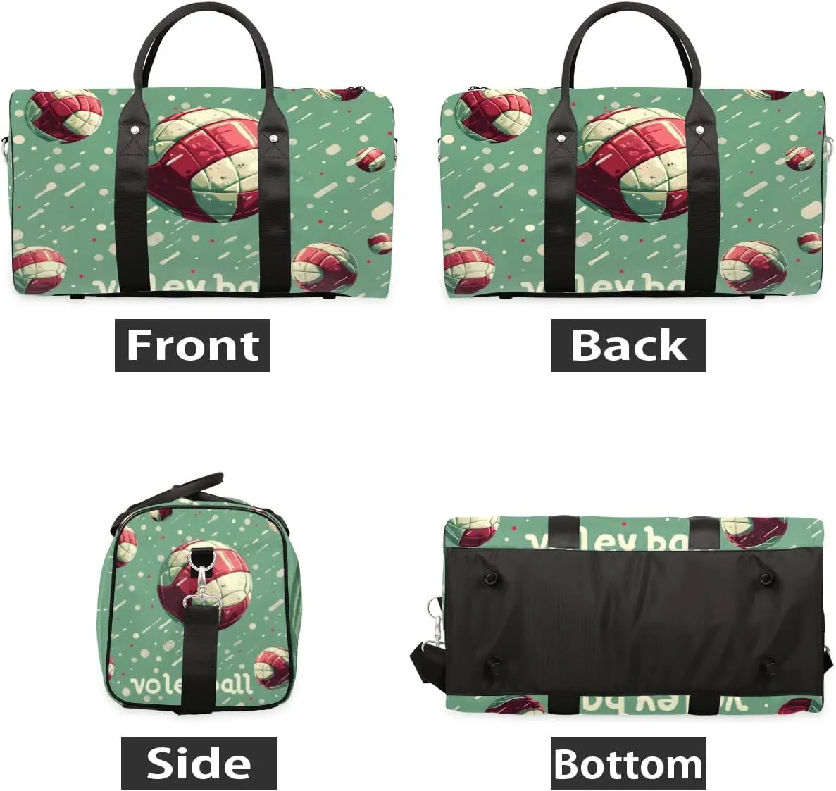 Foldable Travel Bag Cartoon Volleyball Lightweight Carry On Bags for Airplanes Waterproof Travel Duffle Bag For Gym Weekend Overnight