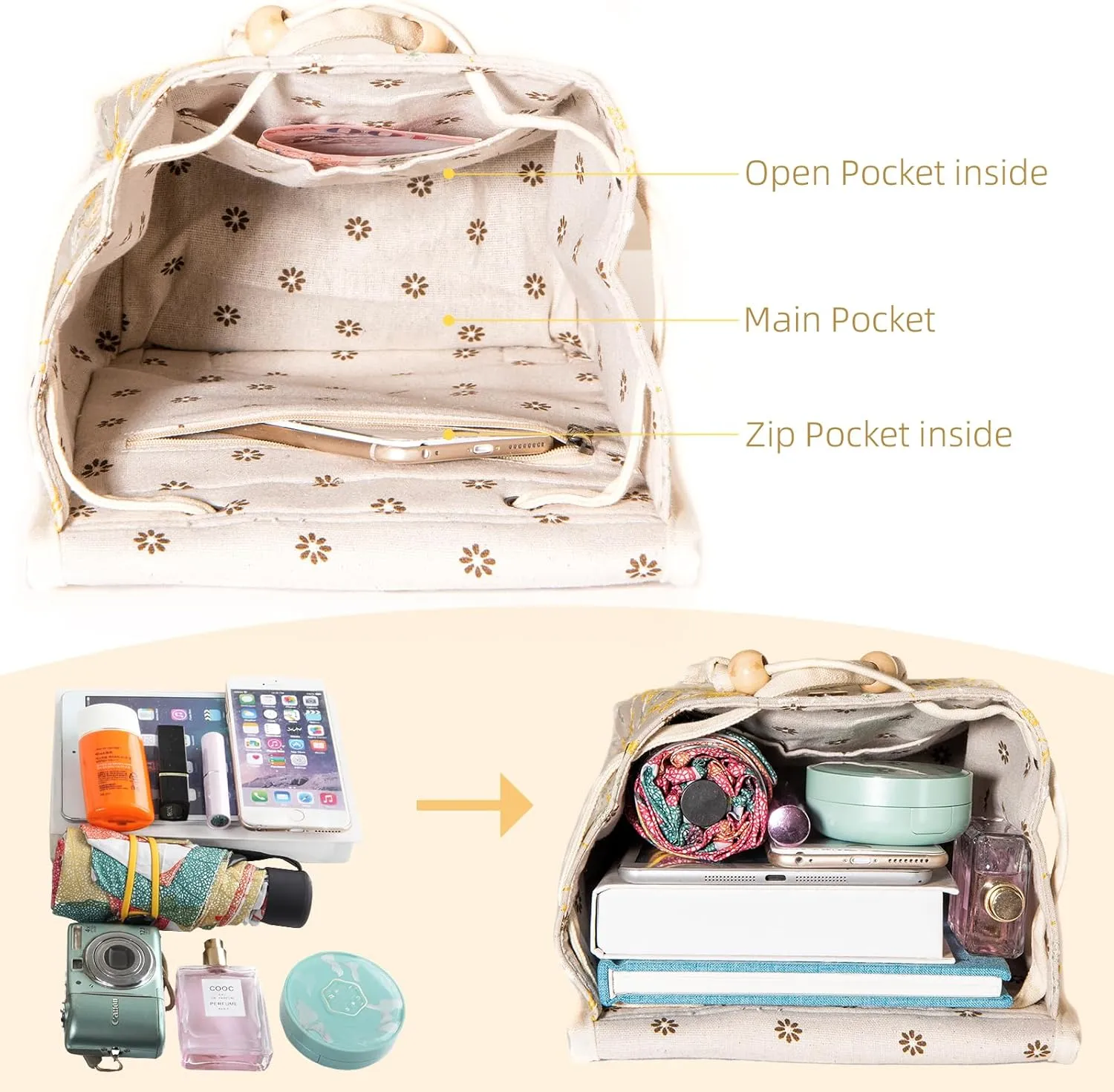 Goodhan Floral Embroidered Backpack Purse for Women Small Travel Handbag Shoulder Bag Daypack
