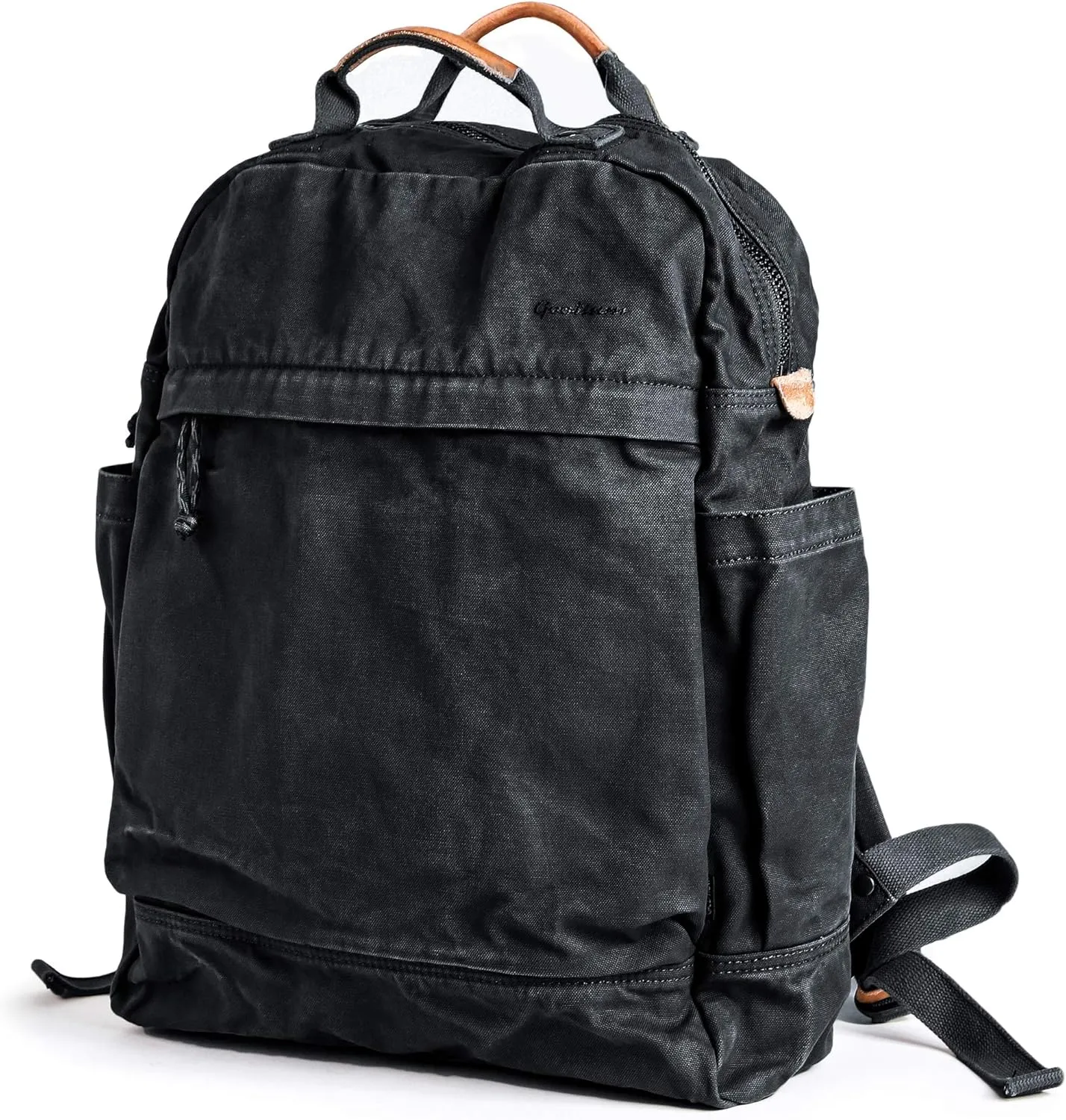 Gootium Canvas Backpack for Women Vintage Style Zipper Bag Men's Casual Daypack Cloth Outdoor Travel Rucksack, Black