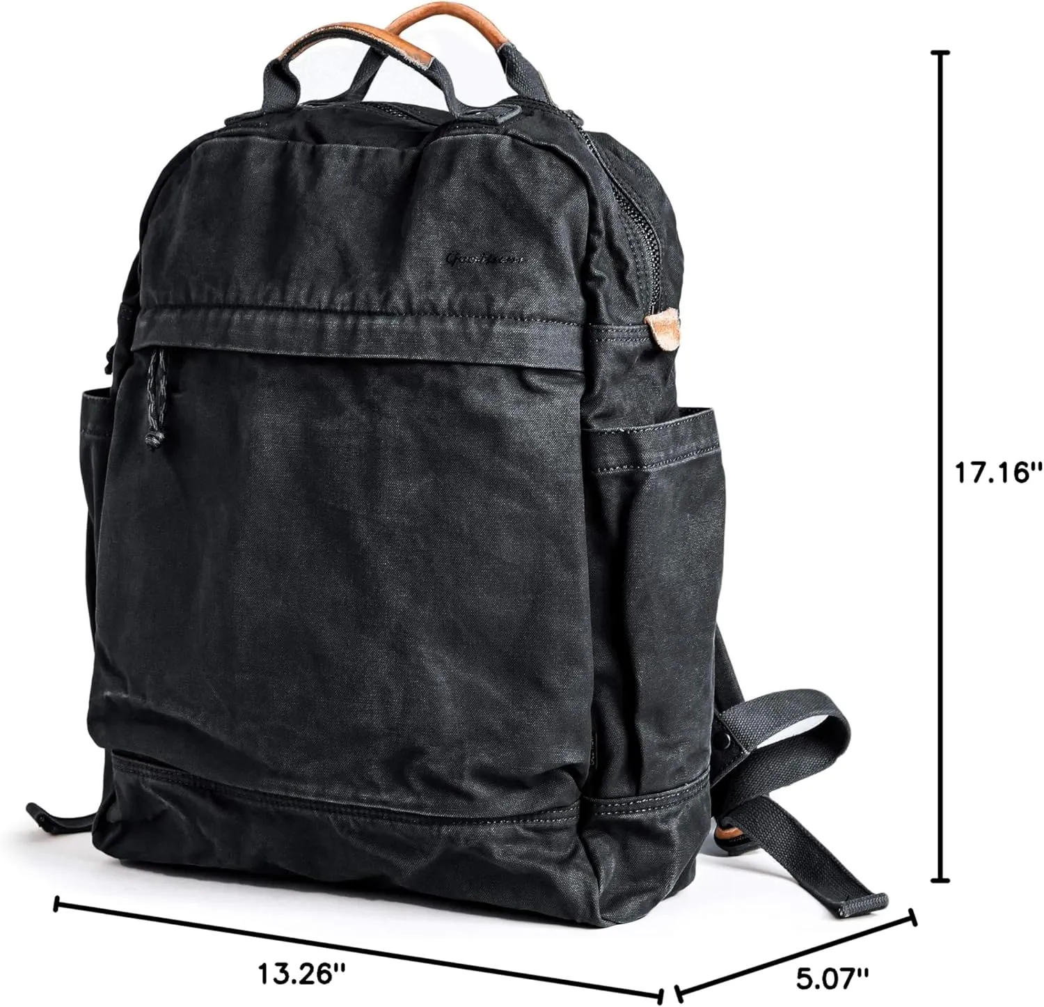 Gootium Canvas Backpack for Women Vintage Style Zipper Bag Men's Casual Daypack Cloth Outdoor Travel Rucksack, Black