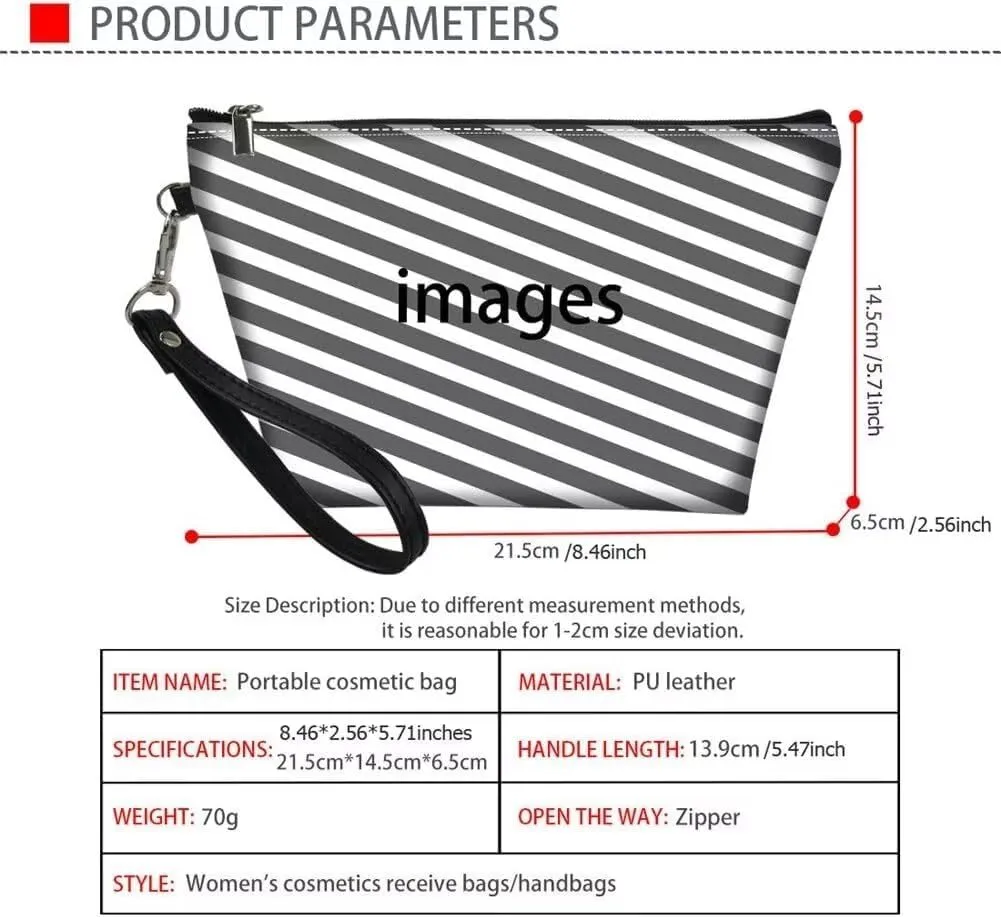 Howilath PU Leather Beagle Dog Print Makeup Bags for Women Portable Handle Toiletry Bag Cosmetic Bag with Wrist Strap