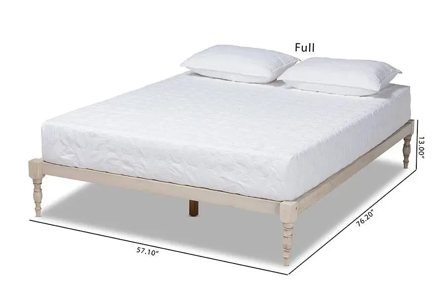 Iseline Antique White Wood Platform Bed Frame (Queen)