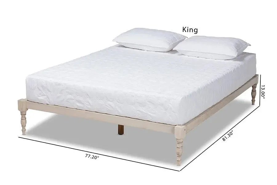 Iseline Antique White Wood Platform Bed Frame (Queen)
