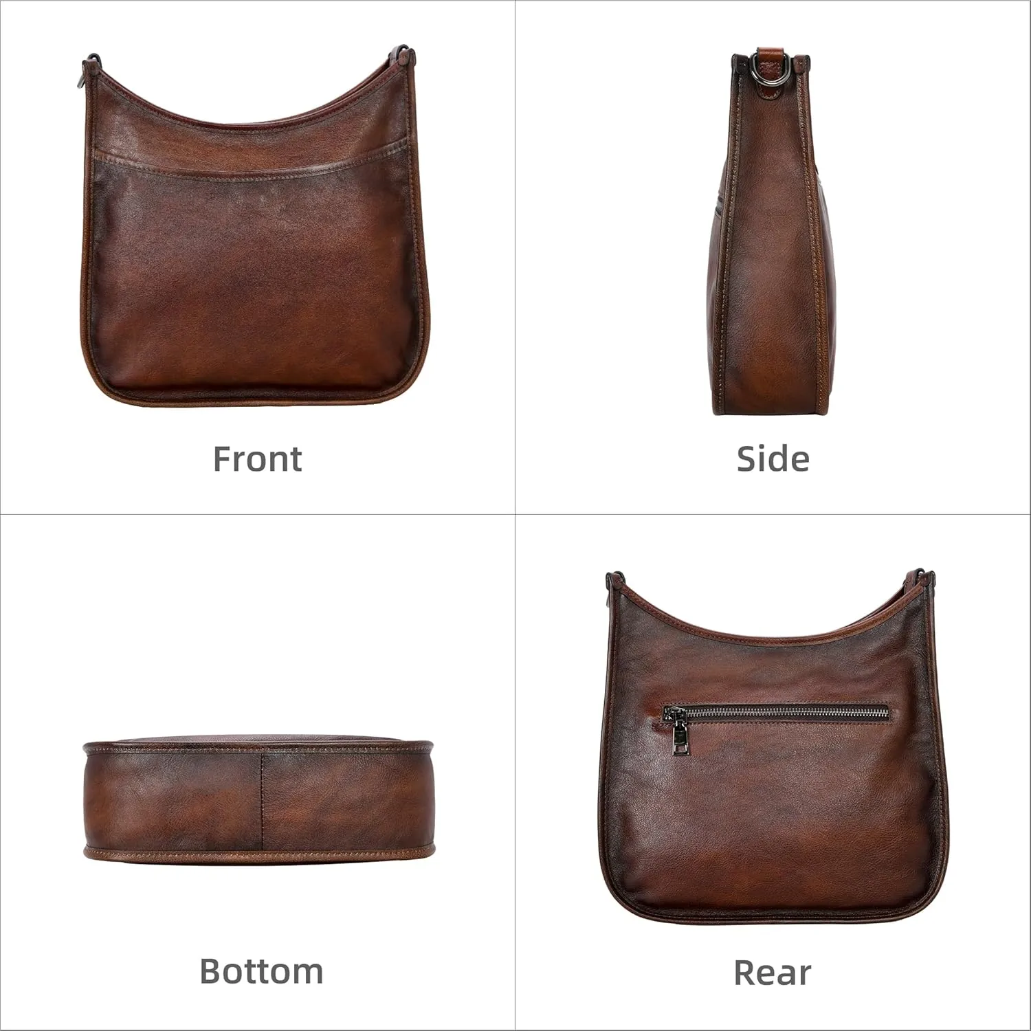 Iswee Crossbody Bags for Women Genuine Leather Purses Vintage Shoulder Handbags Travel Cross Body Bag with Boho Strap