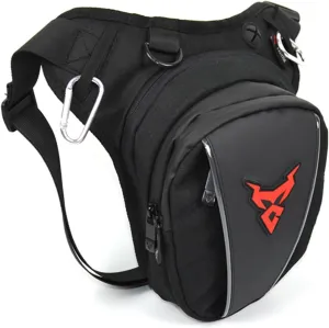 KPYWZER Oxford Motorcycle Bike Drop Leg Bag Waist Pack for Men Women Thigh Waist Bum Hip Fanny Belt Bag Cell Mobile Phone Purse Pouch Outdoor Travel Hiking Cycling Tactical Sports Daypack Black Red