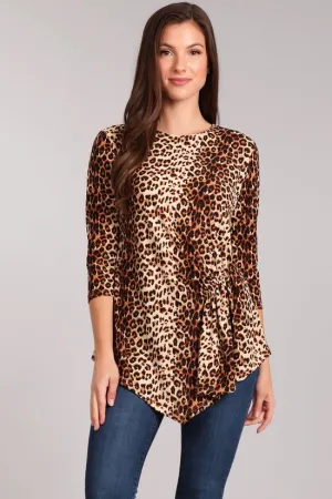 Leopard Fitted Design Long Sleeve  Top