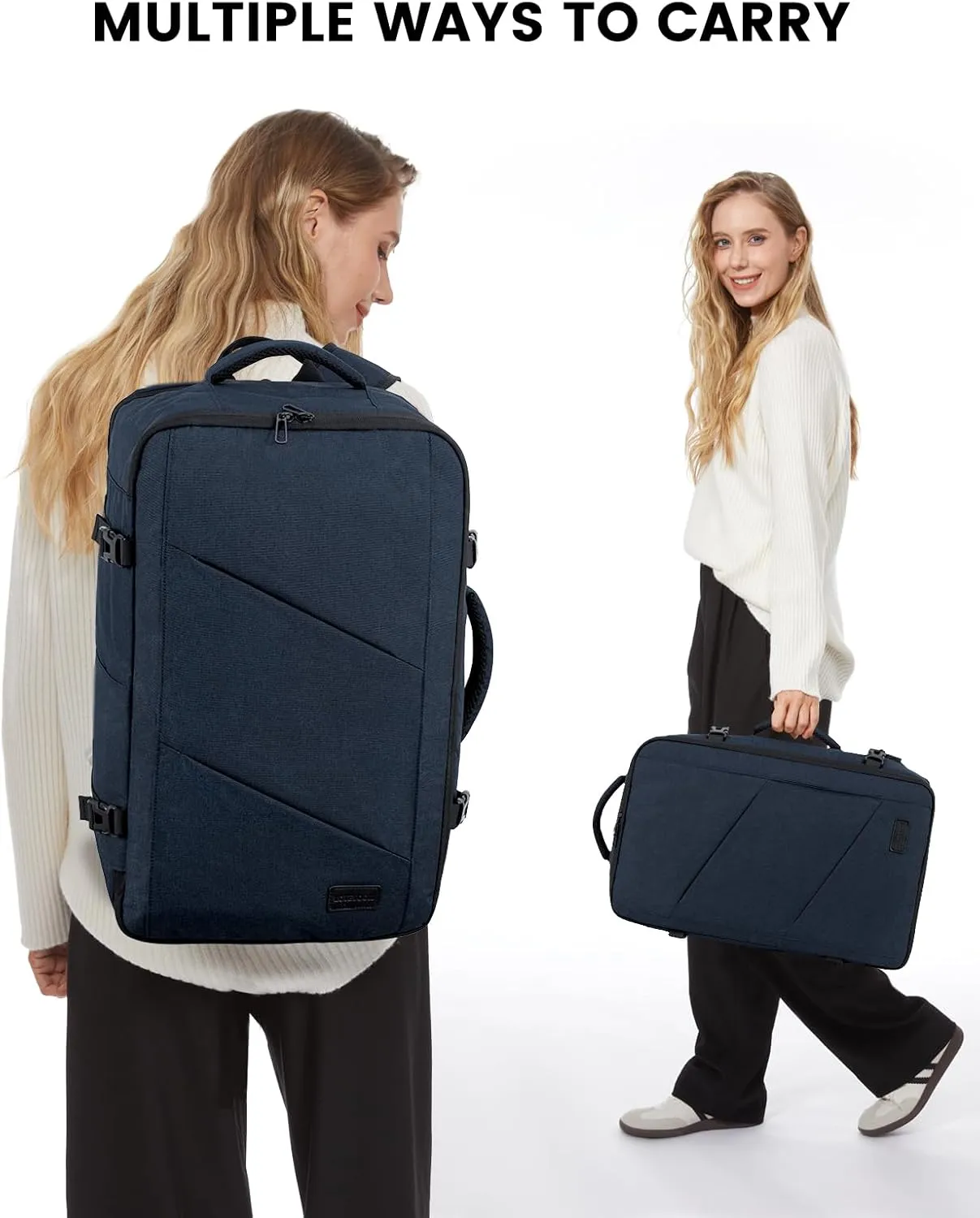 LOVEVOOK Travel Backpack, 40L Extra Large Carry on Backpack, Peersonal Item Bag Flight Approved, Anti-Theft Water Resistant 17 Inch Weekender Backpack for Men Women, with USB Port, Navy Blue