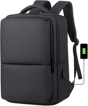 Oiiwak 17.3 Inch Travel Laptop Backpack, Water Resistant College Backpacks with USB Charging Port, Big Capacity Business Computer Bag, Gifts for Men Women Casual Daypack, Black