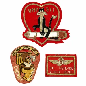 Original U.S. Korean War Marine Fighting Squadron VMF-311 Aviator Patches - Japanese Manufactured