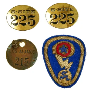 Original U.S. WWII Los Alamos Manhattan Project Badge and Insignia Set