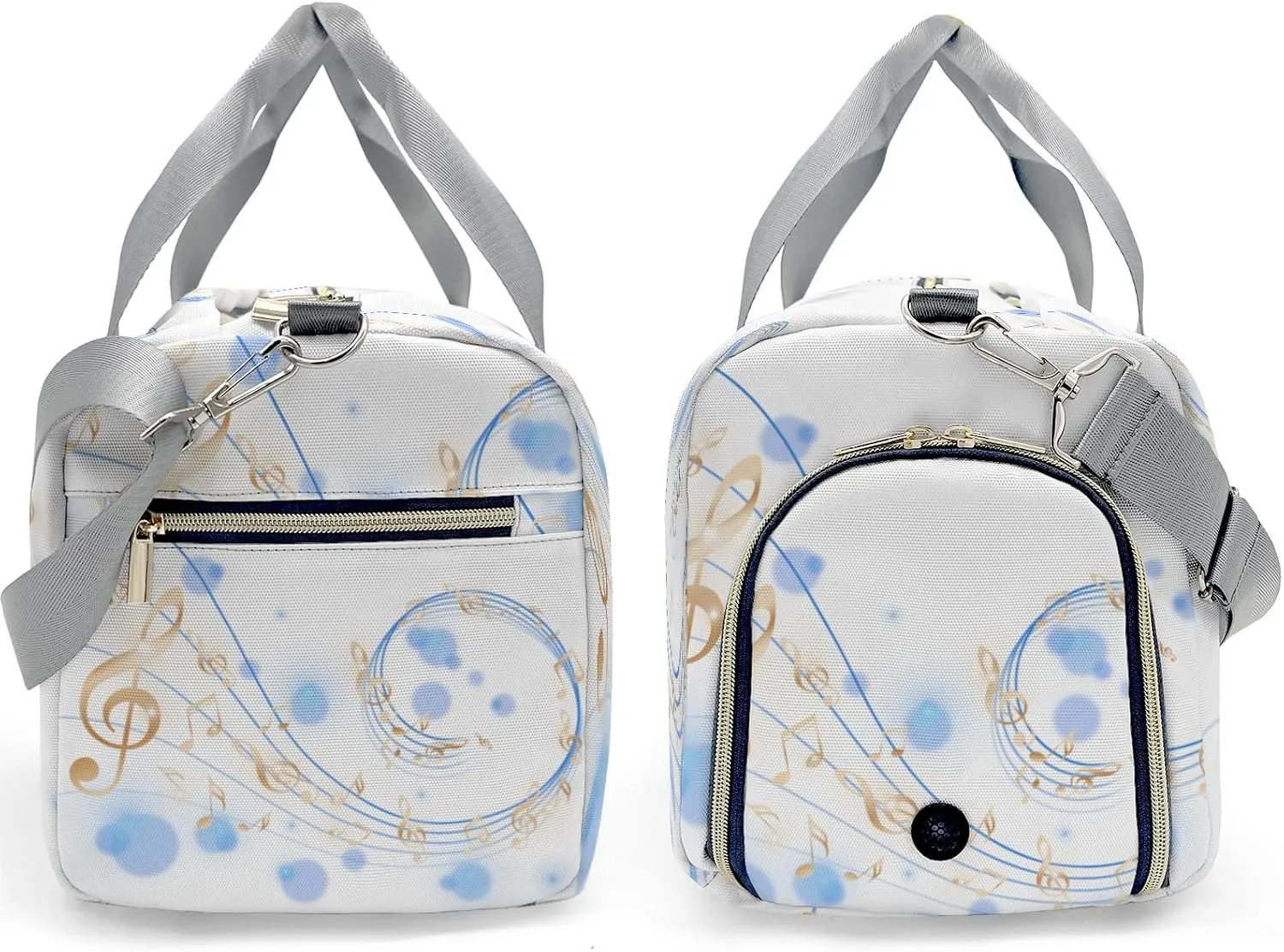 Personalized Name Duffel Bag Cartoon Golden Music Notes Light On-the-Go Fitness: Travel Bags Designed for Active Living