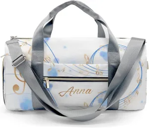 Personalized Name Duffel Bag Cartoon Golden Music Notes Light On-the-Go Fitness: Travel Bags Designed for Active Living