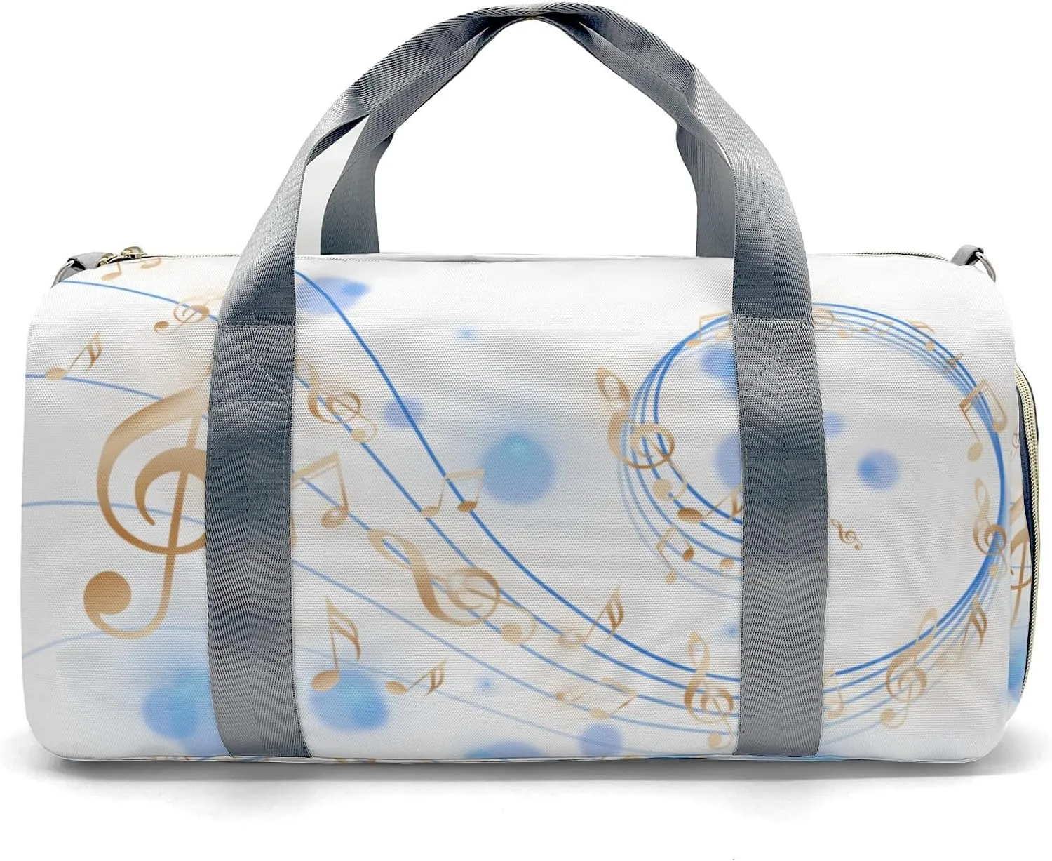 Personalized Name Duffel Bag Cartoon Golden Music Notes Light On-the-Go Fitness: Travel Bags Designed for Active Living