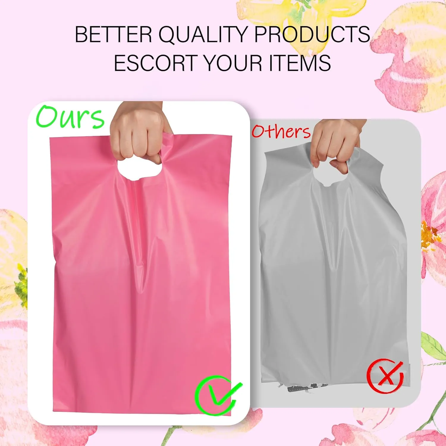 Poly Mailers 14.5x19 inch 50 Pcs, Pink Mailing Envelopes with Handle, Easy to Carry and Self Adhesive Shipping Bags for Clothing, Upgrade Design Tamper Proof Mailers Poly Bags