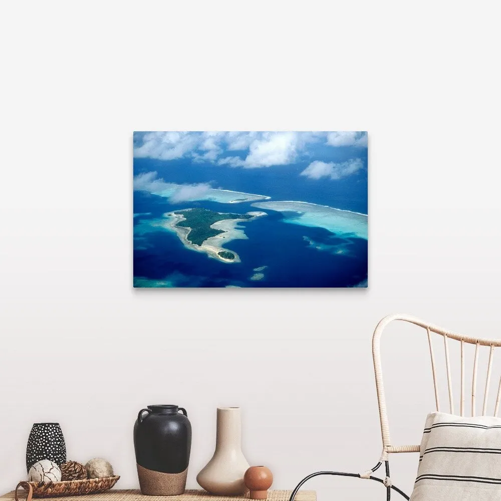"Aerial view of Honikulu Pass and Faioa Island, south end of Wallis lagoon" Canvas Wall Art