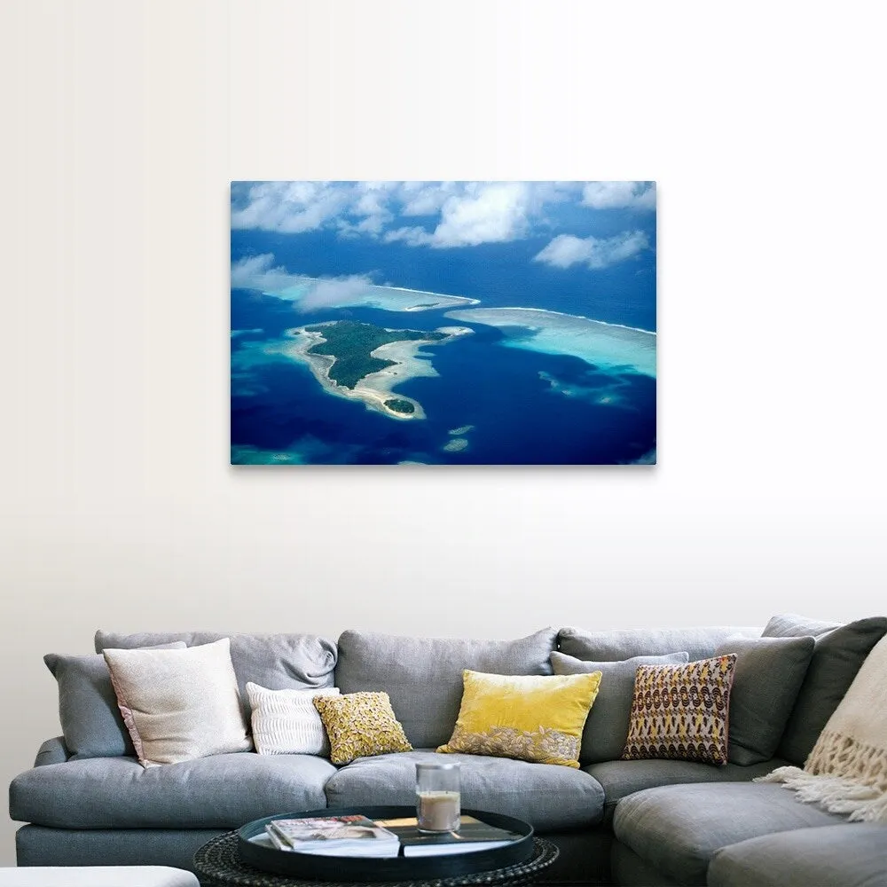 "Aerial view of Honikulu Pass and Faioa Island, south end of Wallis lagoon" Canvas Wall Art