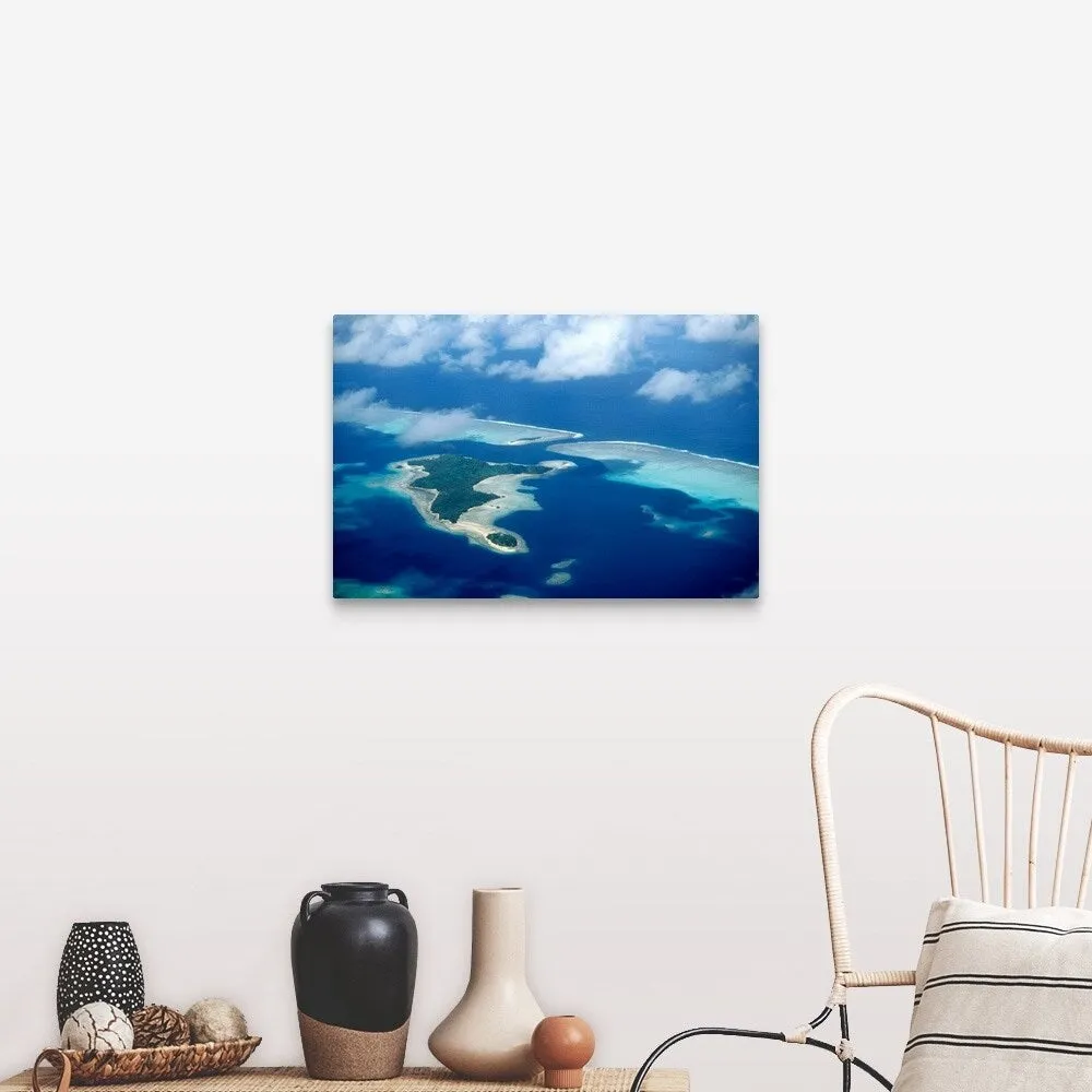 "Aerial view of Honikulu Pass and Faioa Island, south end of Wallis lagoon" Canvas Wall Art