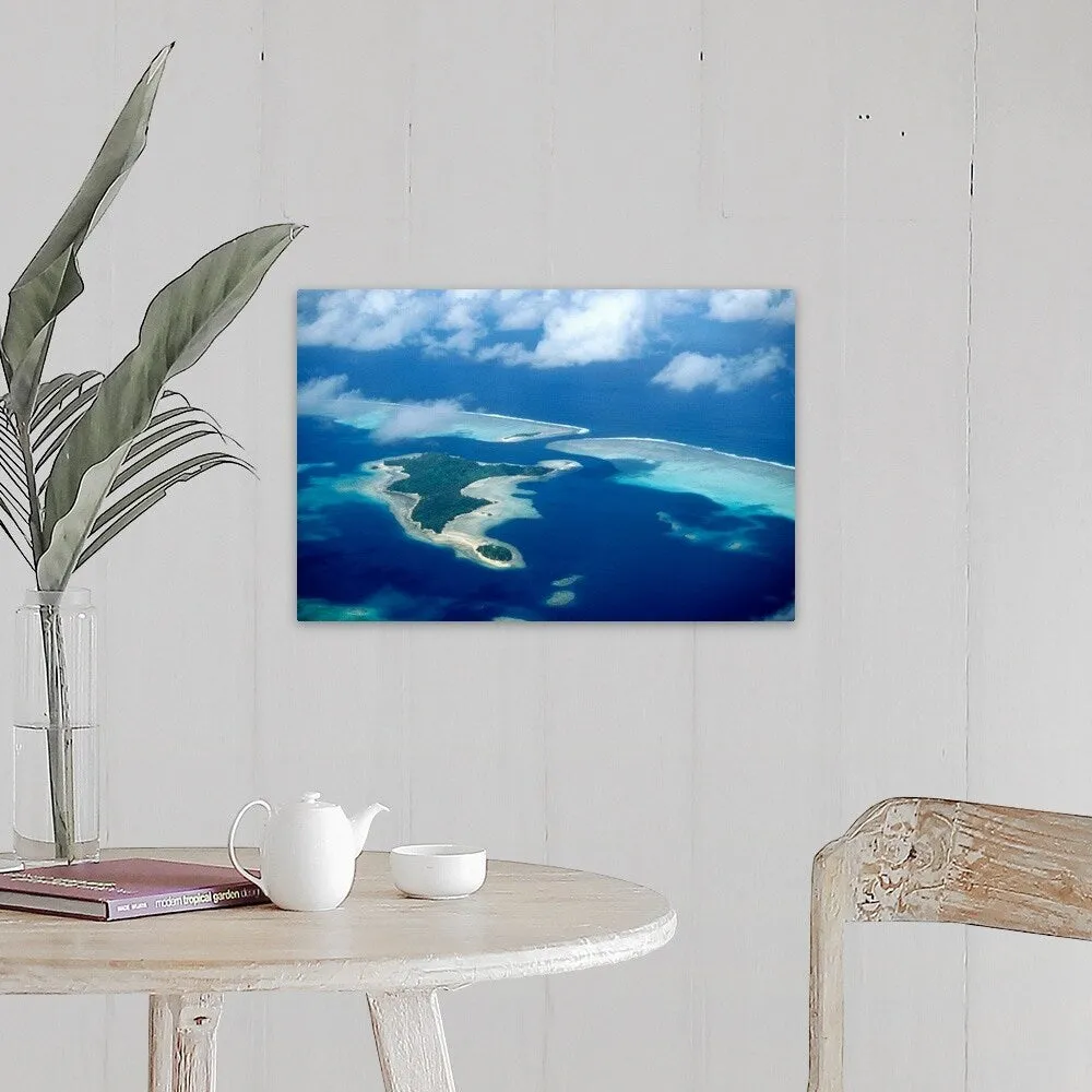 "Aerial view of Honikulu Pass and Faioa Island, south end of Wallis lagoon" Canvas Wall Art