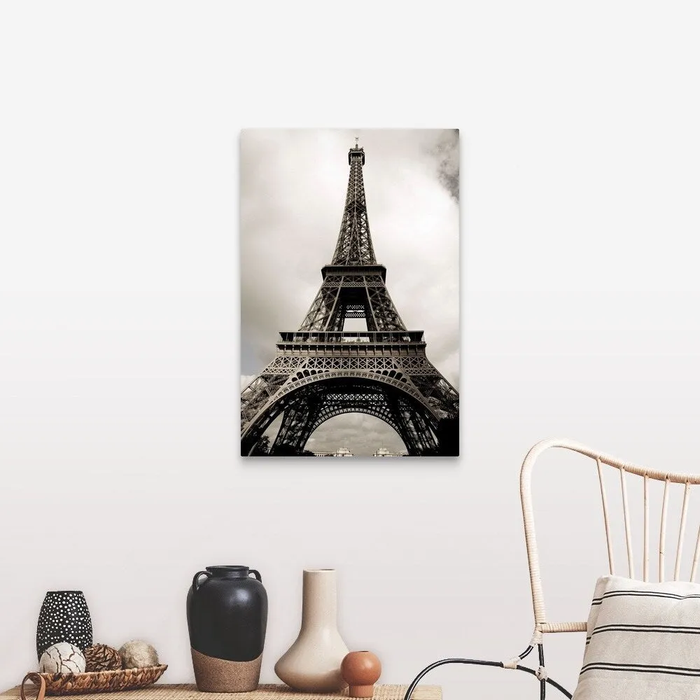 "Amazing Eiffel Tower in Paris, France on cloudy day" Canvas Wall Art