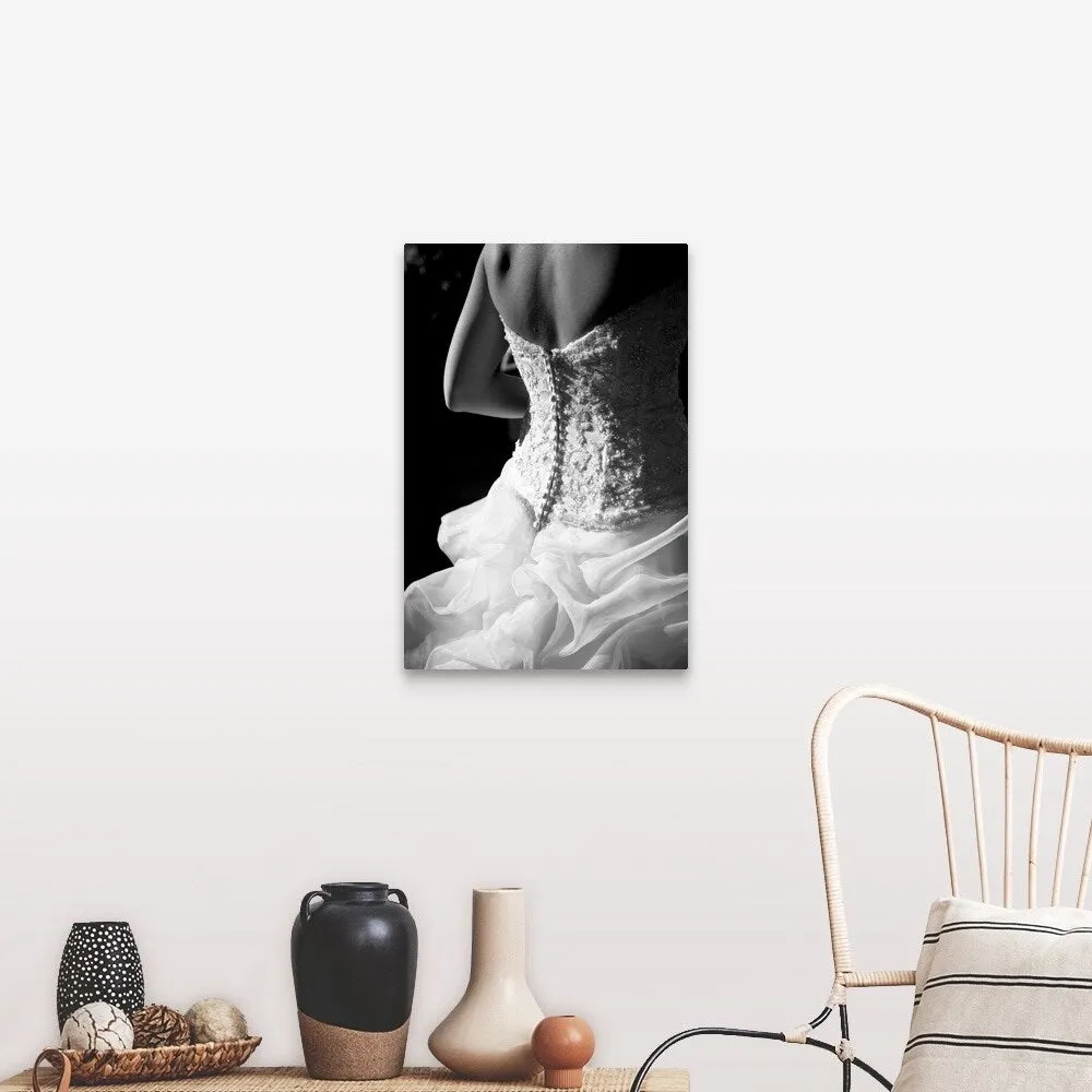 "Bride wearing white wedding dress." Canvas Wall Art