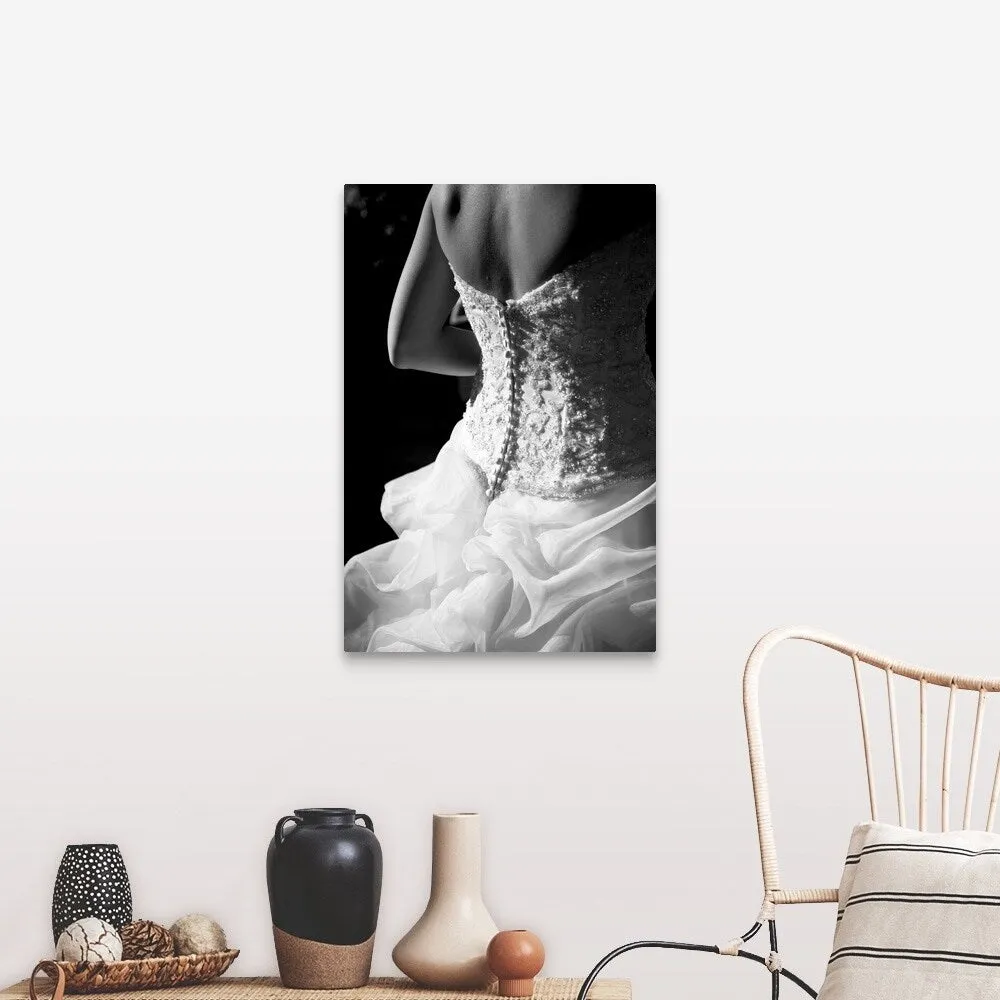 "Bride wearing white wedding dress." Canvas Wall Art