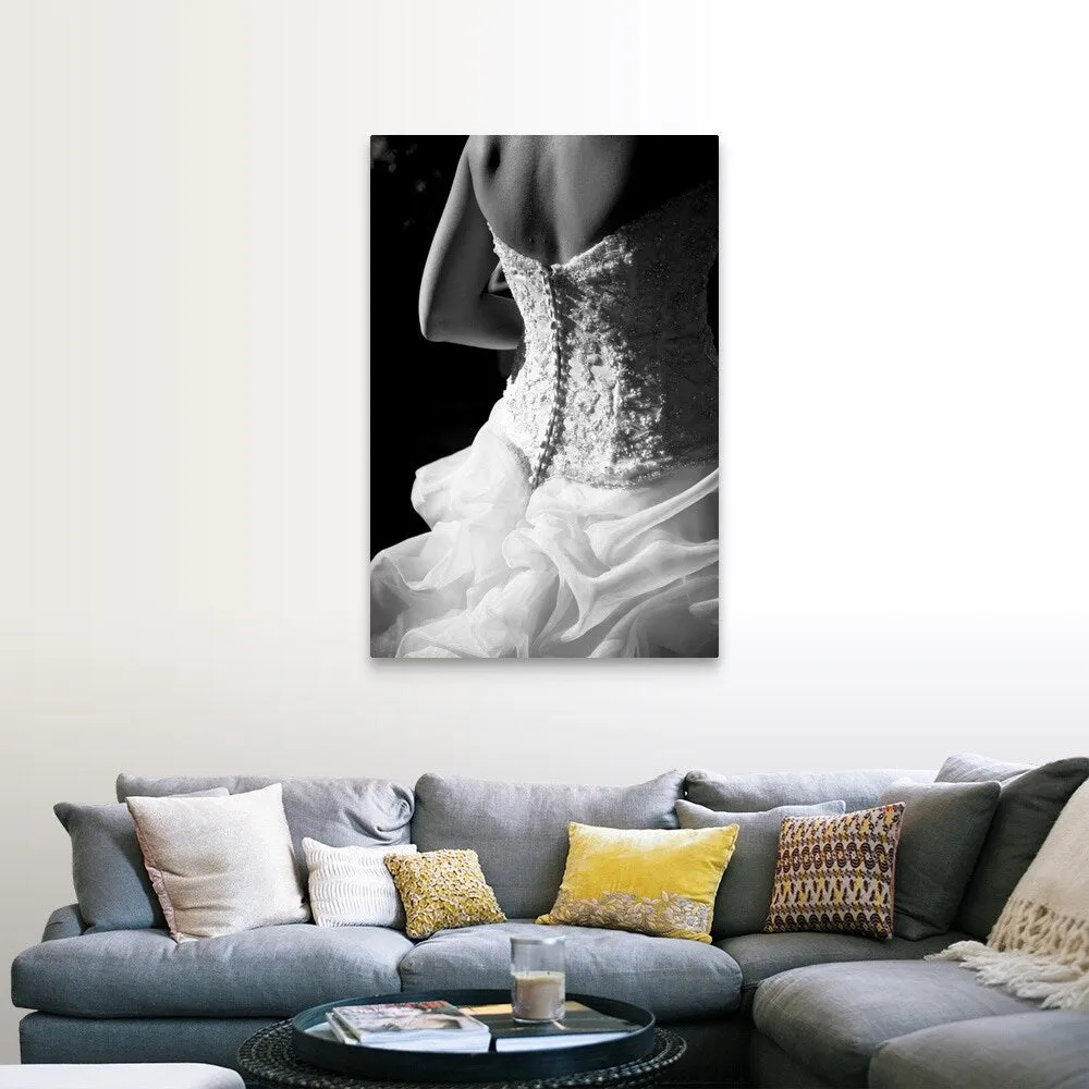 "Bride wearing white wedding dress." Canvas Wall Art
