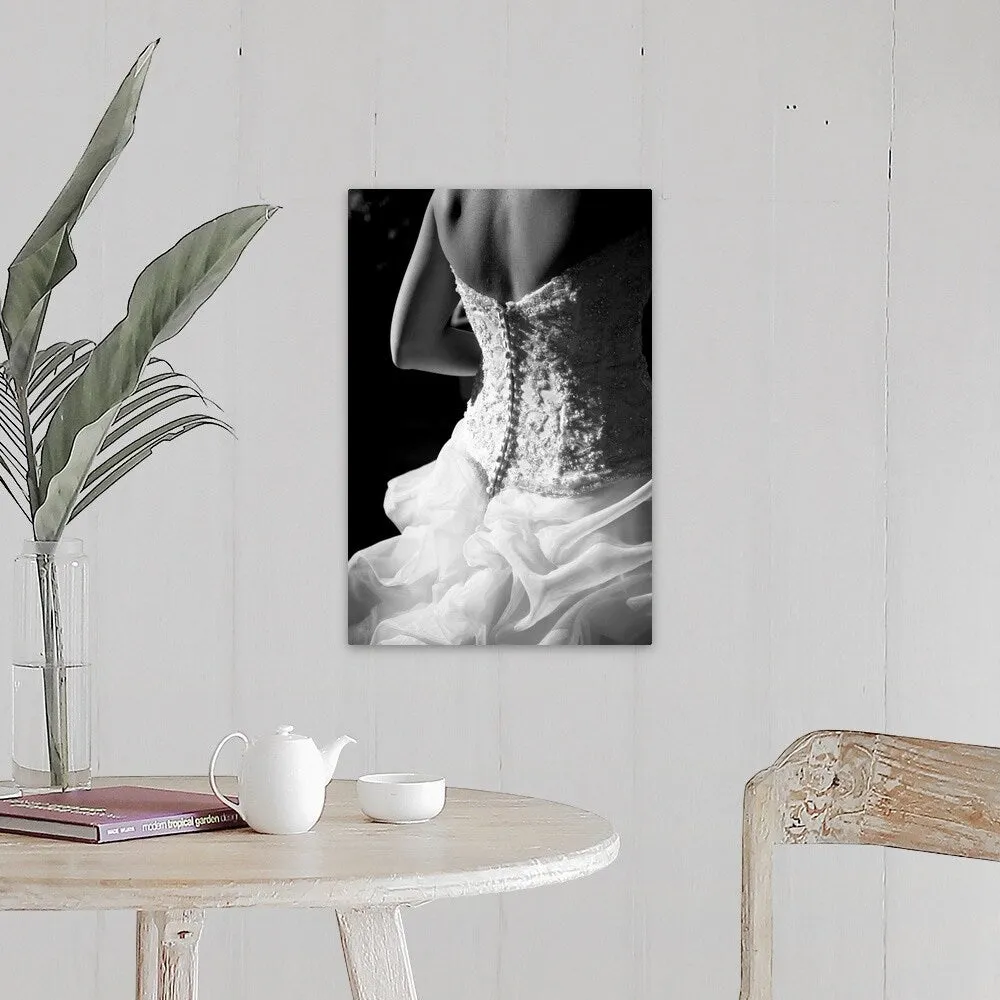 "Bride wearing white wedding dress." Canvas Wall Art