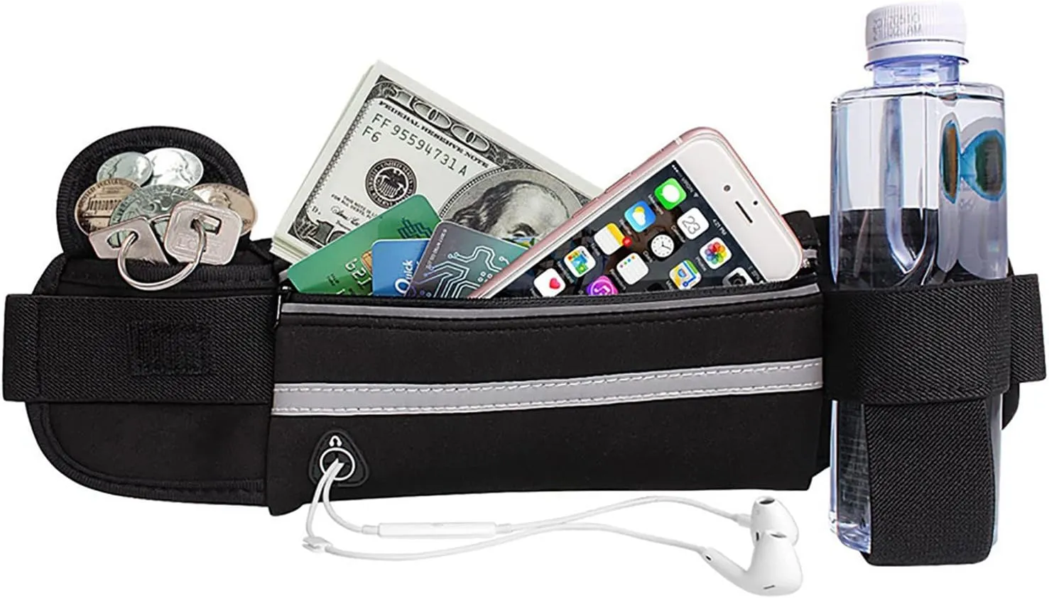 Slim Running Belt, Waterproof Fanny Pack for Men,Phone Holder for Running,Reflective Waist Bag,Runners Belt Pouch,Money Belt,Waist Pack Bag for Camping Workout Travel Running