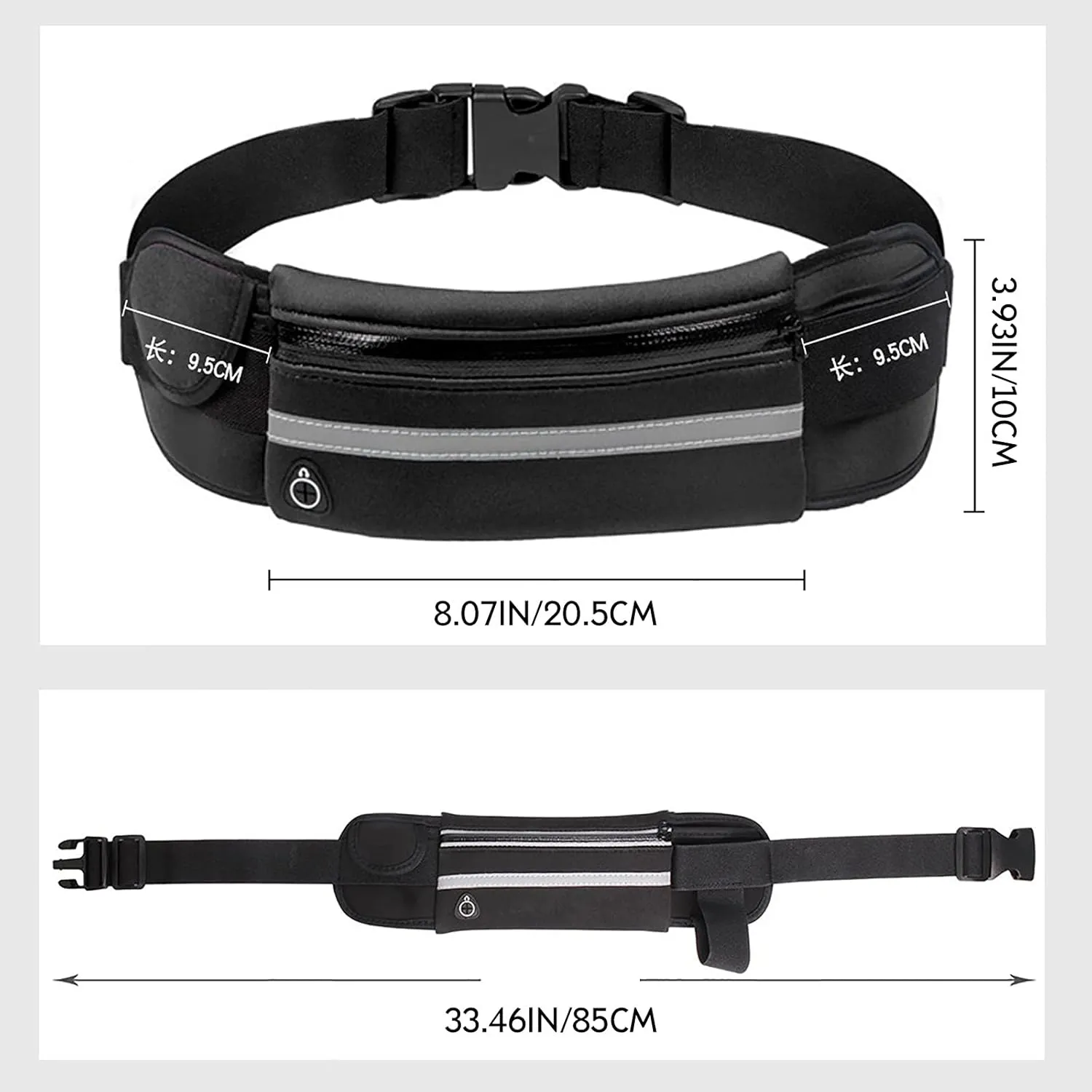 Slim Running Belt, Waterproof Fanny Pack for Men,Phone Holder for Running,Reflective Waist Bag,Runners Belt Pouch,Money Belt,Waist Pack Bag for Camping Workout Travel Running