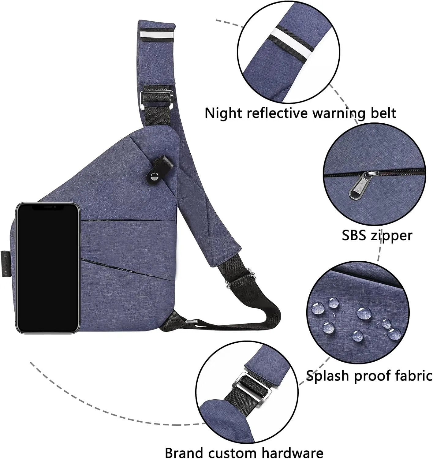 Sling Bag for Women Men, Anti Theft Travel Bag Crossbody Bags for Women Men Flex Bag for Outdoor Sport Casual Hiking Running
