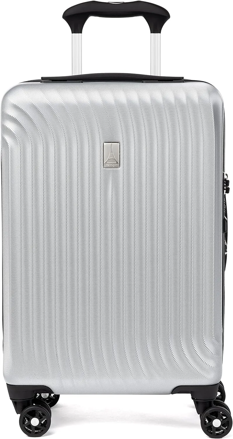 Travelpro Maxlite Air Hardside Expandable Carry on Luggage, 8 Spinner Wheels, Lightweight Hard Shell Polycarbonate Suitcase, Metallic Silver, Compact Carry On 20-Inch