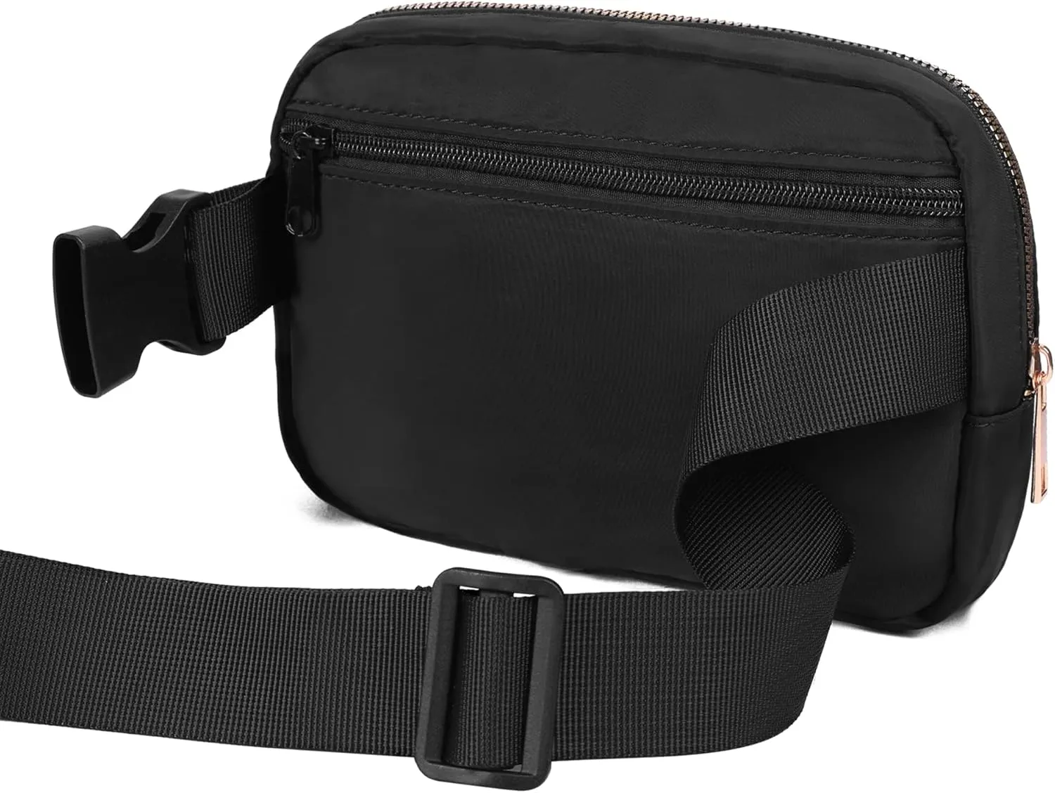 VKIOIP 2 Pack Unisex Fanny Pack Waist Belt Bag with Adjustable Strap,Hands Free Crossbody Fanny Bag with Zipper for Woman and Man,for Hiking,Running,Sports Gifts(Black & Blue)