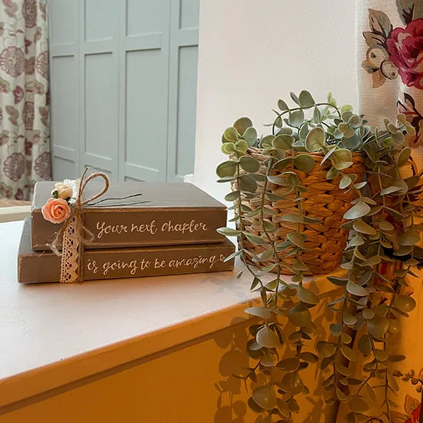Wooden Stack of Books Lg with Lace - Next Chapter 12667
